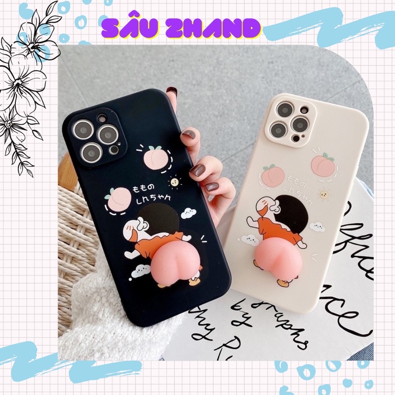 Ốp điện thoại- ốp iphone shin gắn đào mông bóp Bvc viền vuông giả12