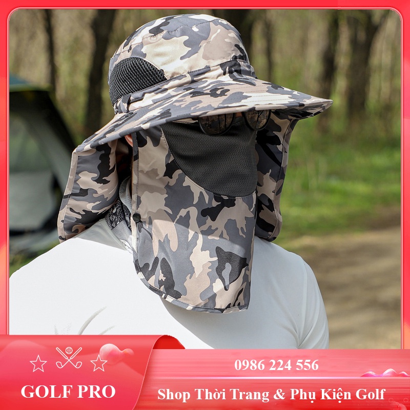 Mũ golf nam chống nắng thoáng khí chống thấm nước có dây điều chỉnh kèm khẩu trang MN005
