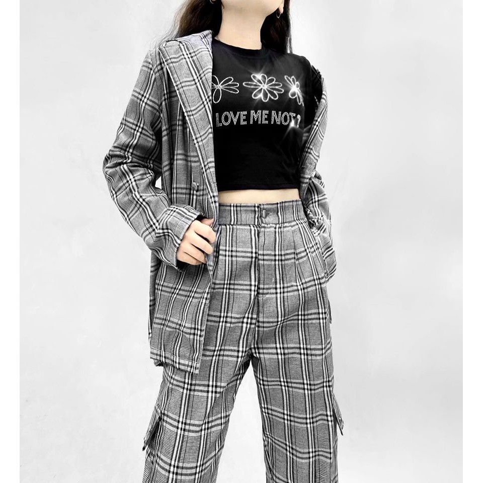 THE FANCE | Set Blazer + Quần túi hộp 2 kiểu mang vải chống nhăn màu xám AMERICANO