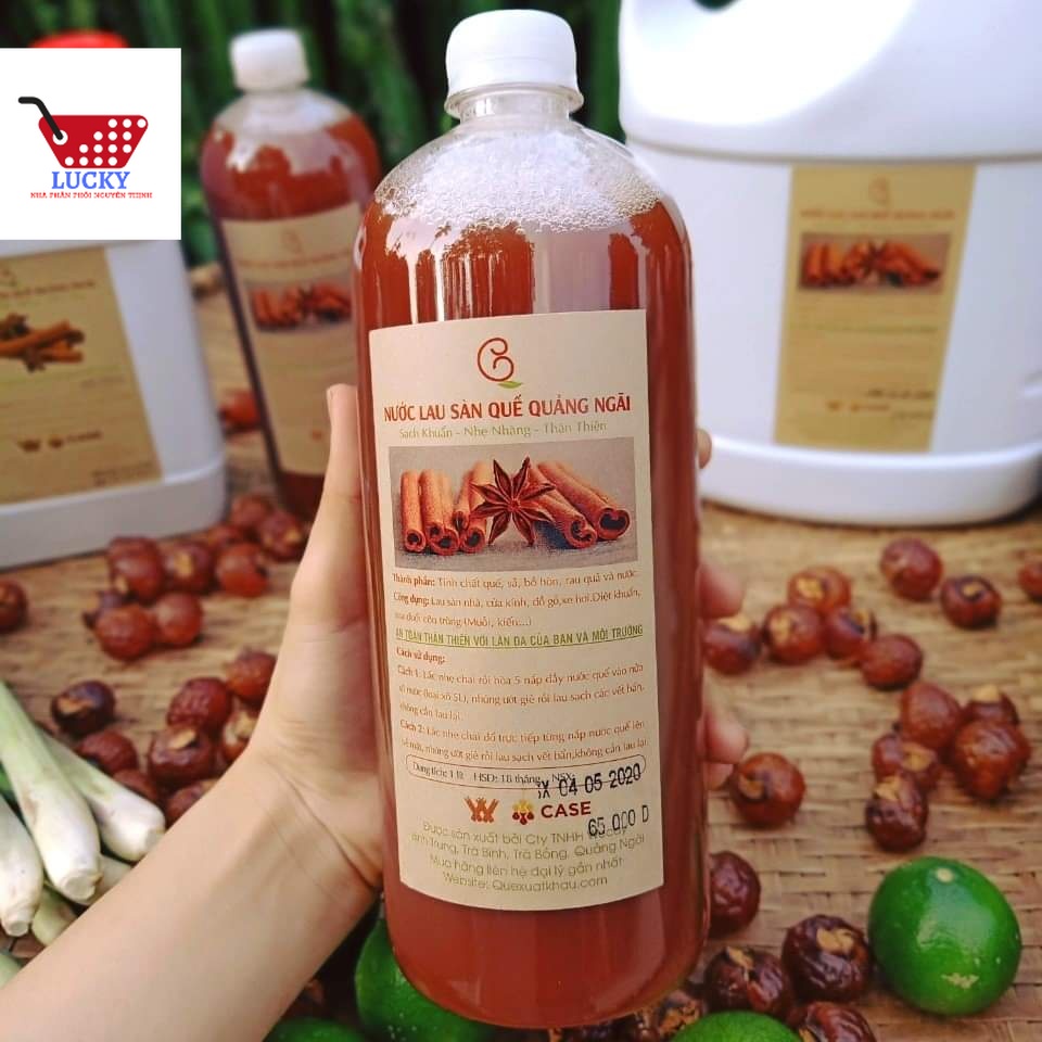 Nước Lau Sàn Quế QUẢNG NGÃI 1000ml - Xua Đuổi 100% Côn Trùng - An Toàn Cho Da -Cho Nhà Luôn Thơm Ngát