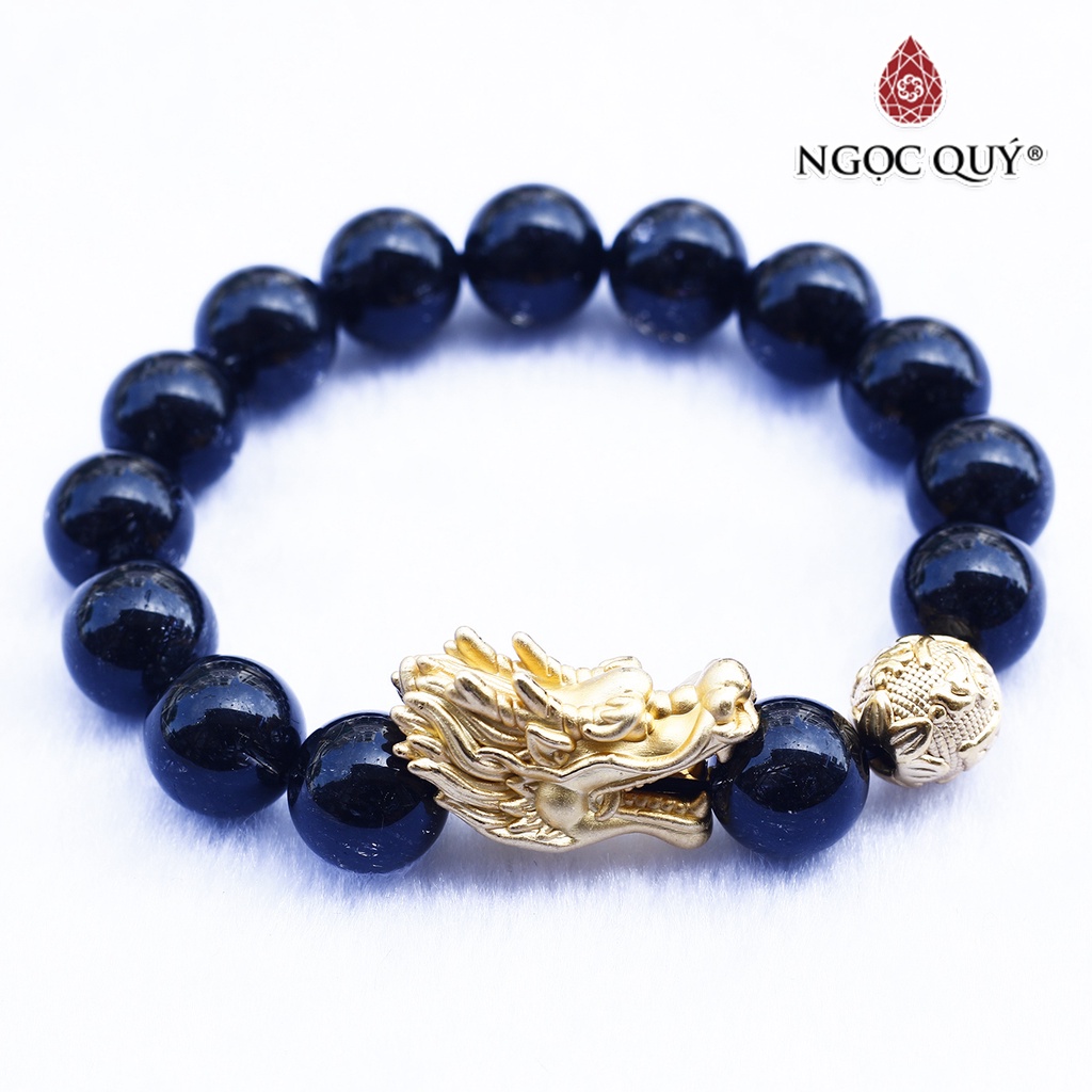 Vòng TA tóc đen phối charm rồng bạc mạ vàng - Ngọc Quý