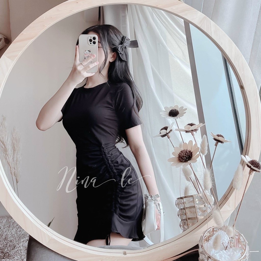 Váy Đuôi Cá Rút - Đầm Body Thun Tăm Tay Ngắn Cổ Tròn Rút Dây Cao Cấp | BigBuy360 - bigbuy360.vn