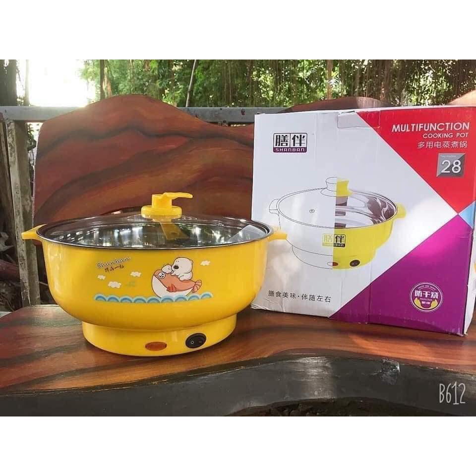 Ca Mì, Nồi Lẩu Mini Hấp Đa Năng Dùng Để Nấu Canh , Chiên, Đun Nước Sôi , Nấu Mỳ ,Hấp Đồ Ăn