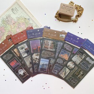 Sticker ảnh vintage nghệ thuật gồm 4 tấm sticker
