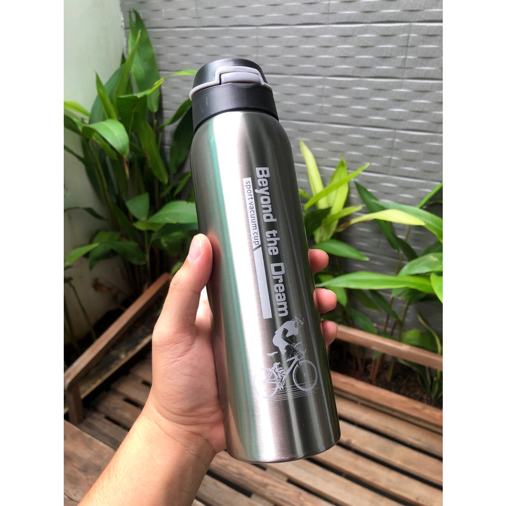 Bình giữ nhiệt, bình nước tập gym đạp xe thể thao chất liệu inox304 cao cấp 500ml an toàn HT Sports