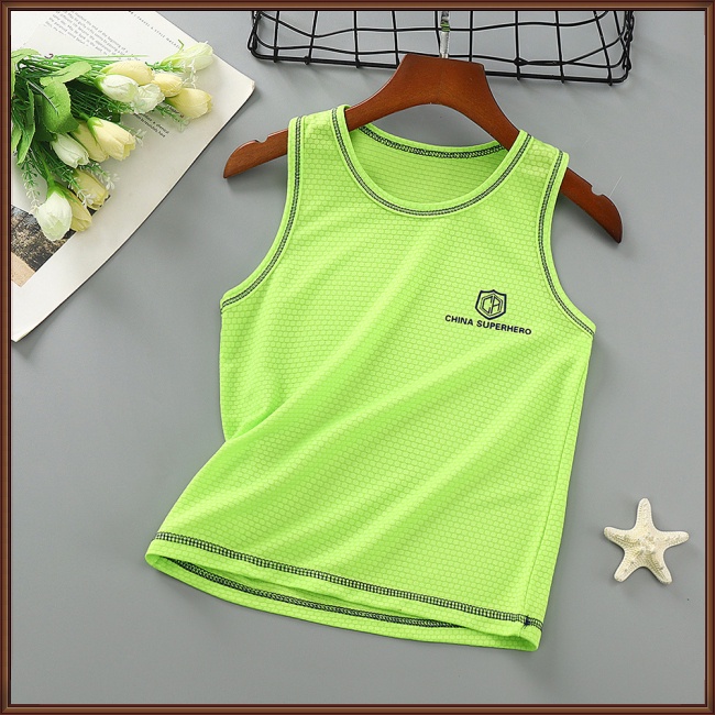 Áo Ba Lỗ Lưới Cotton Pha Thoáng Khí Nhanh Khô Cho Bé 3-8 Tuổi