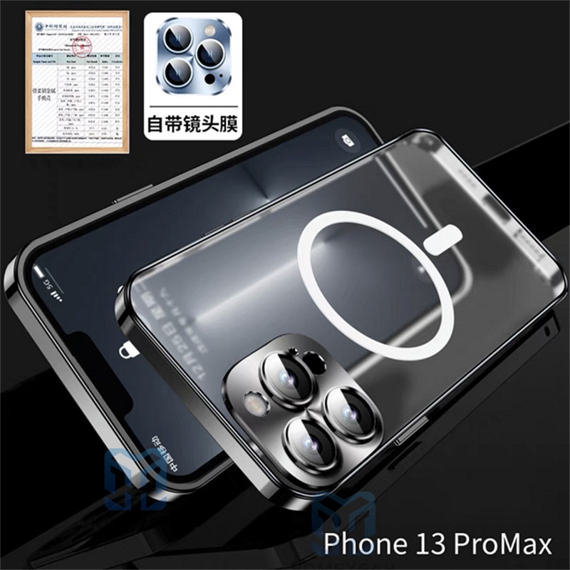 Ốp Điện Thoại Khung Kim Loại Cứng Mặt Nhám Hít Nam Châm Bảo Vệ Lens Cho iPhone 12 13 Pro Max