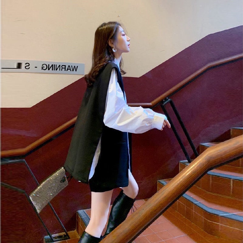 Set sơ mi+gile phong cách Pháp