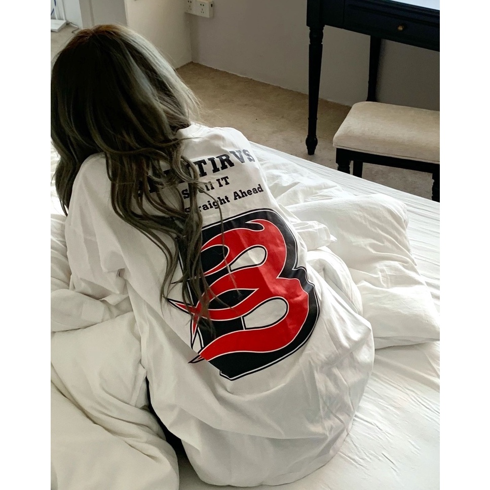 Áo phông nữ trắng PNINTIRVS oversize áo thun form rộng cổ tròn unisex 100% cotton