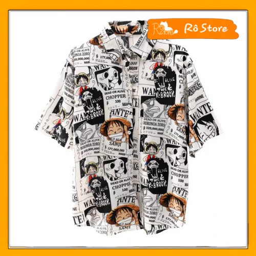 Sơ mi Luffy Unisex tay lỡ form rộng nam nữ họa tiết hoạt hình One Piece RÔ STORE SM05 *
