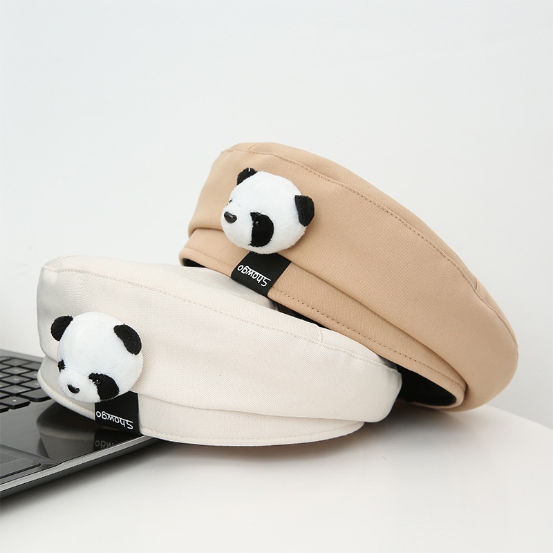 Mũ Beret Vải Satin In Chữ Và Gấu Hoạt Hình Phong Cách Hàn Quốc Dễ Phối Đồ Thời Trang Xuân Hè Cho Nữ