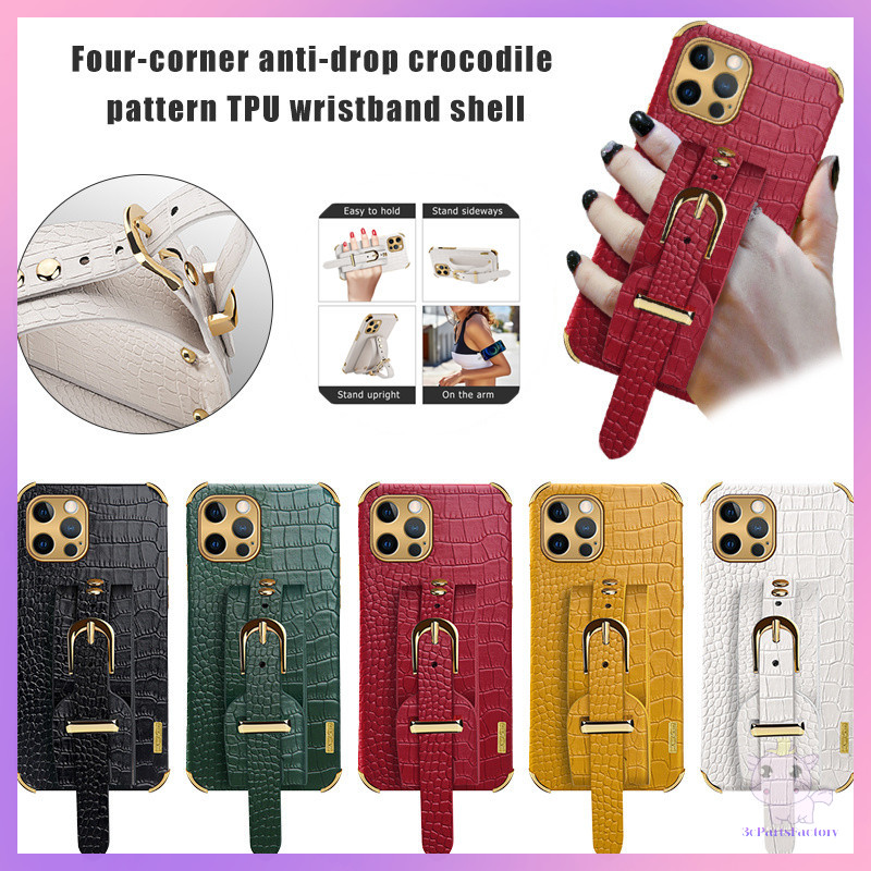 Wrist Strap Crocodile Leather Case For Vivo IQOO NEO/Y7S/Z5/S1 Y17/Y3/U3X/Y3S Y19/U3/Y5S/Z5i Y50/Y30/Y30i Y70S/IQOO U1/Y51S Casing Holder Phone Cover