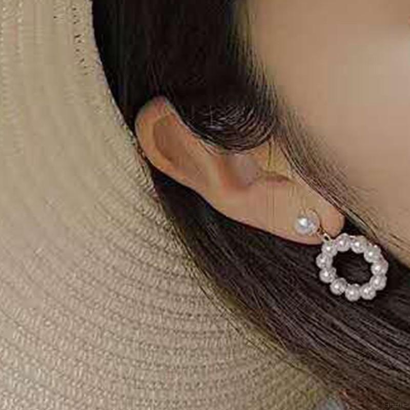 Bông tai hình vuông đính ngọc trai thanh lịch