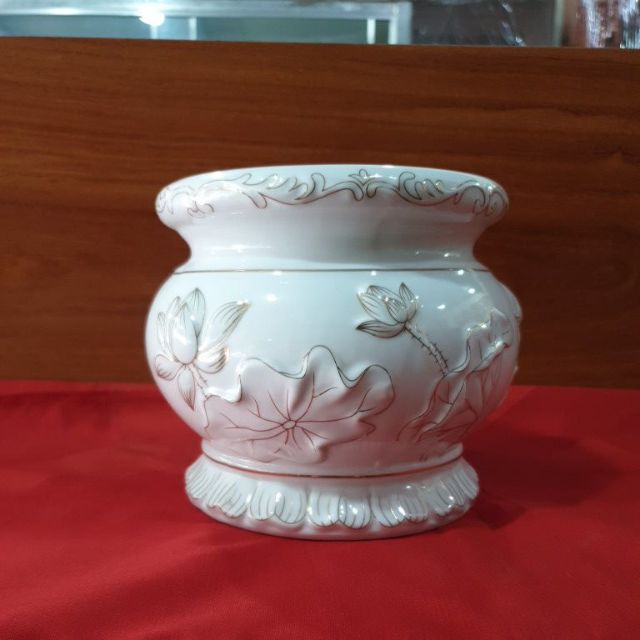 Lư hương sứ bạch ngọc cao cấp cao 14cm