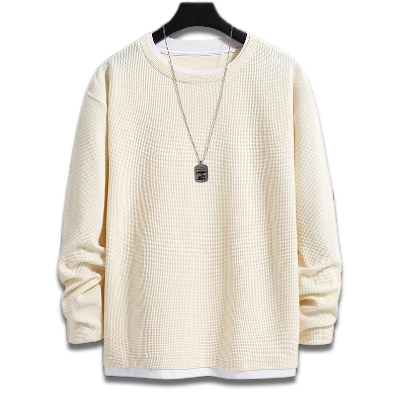 Áo Thun Nam Dài Tay Cổ Tròn Giả Hai Lớp Thời Trang