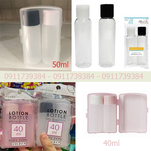 Lọ chiết mỹ phẩm du lịch 40ml - Hàng Nhật nội địa (2 chai)