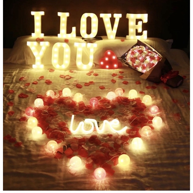 Đèn LED 26 Chữ Cái Và Chữ Số Bản To Đẹp Trang Trí Các Ngày Kỉ Niệm Ngày Lễ