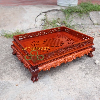Khay trà rồng chầu-khay trà chân quỳ gỗ hương,bàn trà gỗ 2 cỡ khay 38x26 và 45x35