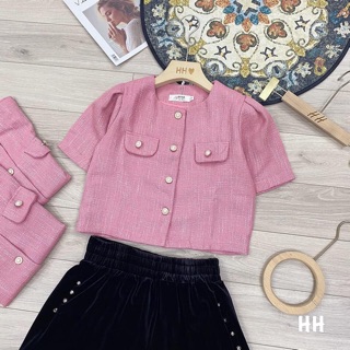 Áo dạ tweed hồng