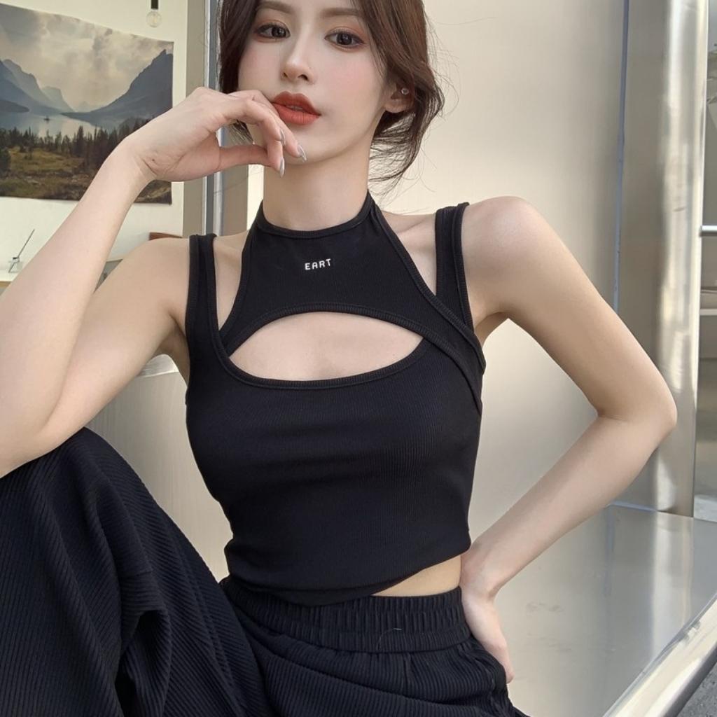 Áo ba lỗ nữ cổ giả yếm Xquin, áo croptop 3 lỗ ôm body chất thun gân mềm mịn