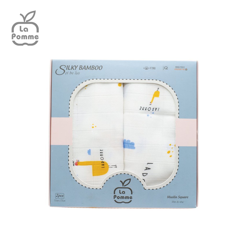 Set 2 khăn đa năng sợi tre lụa La Pomme 75x75 cm