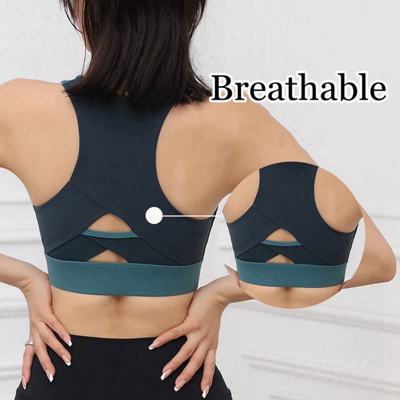 Áo Ngực Thể Thao Chống Sốc Không Đường May Khóa Kéo Trước Cho Nữ