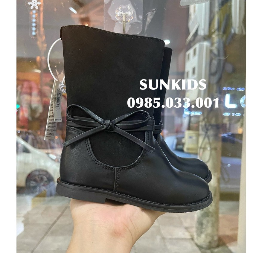 Boot da Old. Navy đen phối nơ kéo khóa