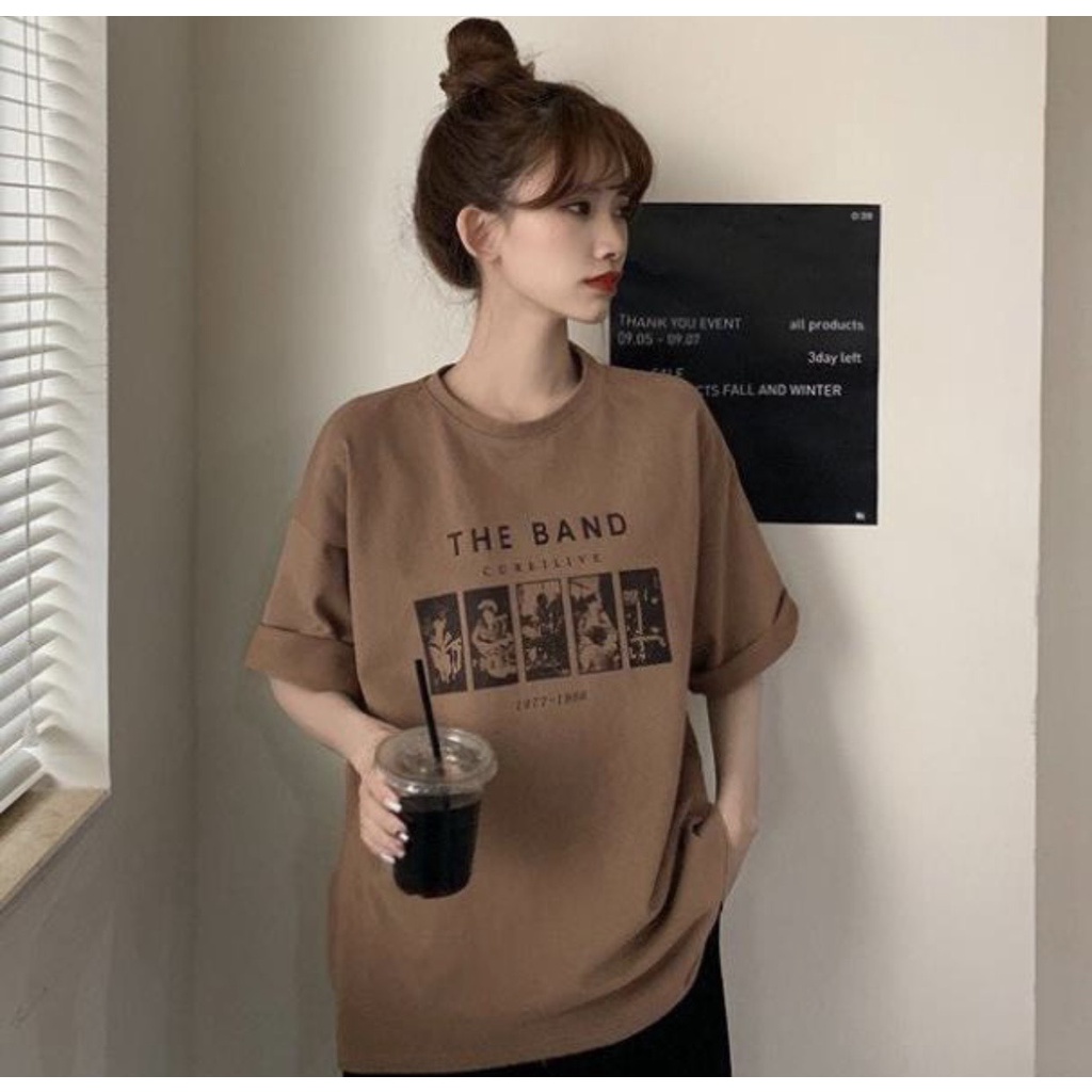 Áo phông 3158 form rộng chất liệu cotton áo thun in hình THE BAND