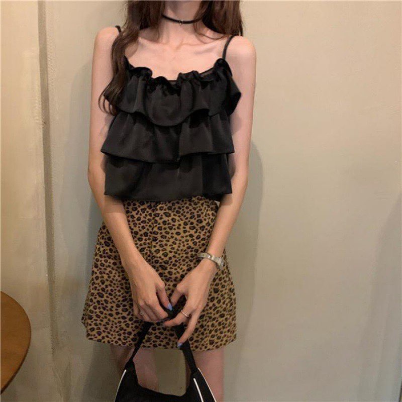Áo 2 dây bánh bèo 3 tầng xòe bồng chất đũi lụa đẹp đi biển mặc nhà cực xinh A10 nội y xanh babydoll bánh bèo mầu trắng đ