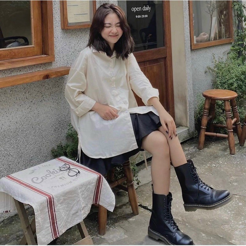 Áo Kiểu SIN SHIRT sơ mi tay dài form oversize tone màu basic hàng nhập quảng châu dày dặn
