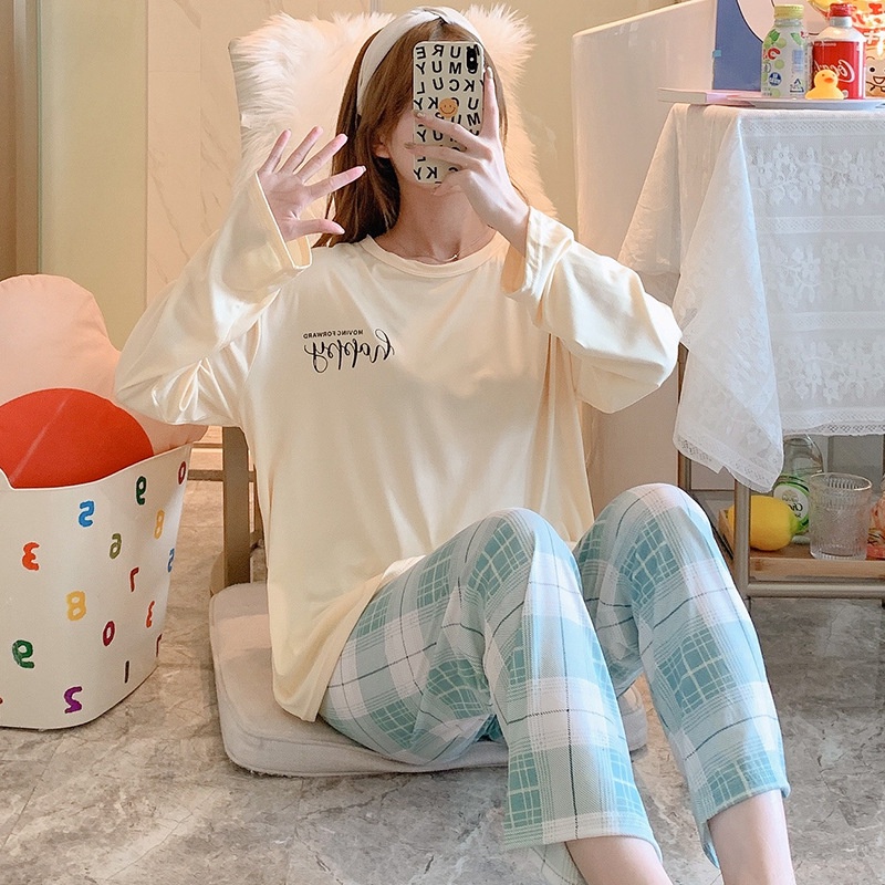 Đồ bộ bigsize quần dài dành cho nữ TOZZO chất thun cotton mặc ở nhà mùa thu dễ thương BD03