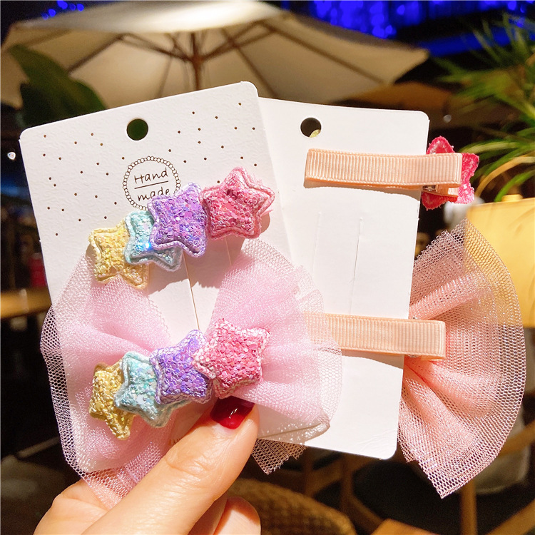 [HCM] Set 2/4 kẹp tóc nơ ngôi sao kim tuyến cực xinh phong cách Hàn Quốc - Selenshop