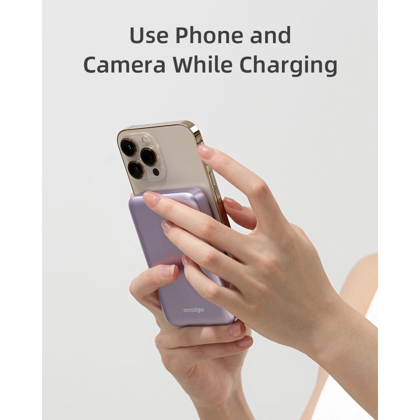 Sạc Dự Phòng Innostyle Hít Từ Tính 20W Powermag Slim 15W Wireless PD/QC3.0 10000MAH