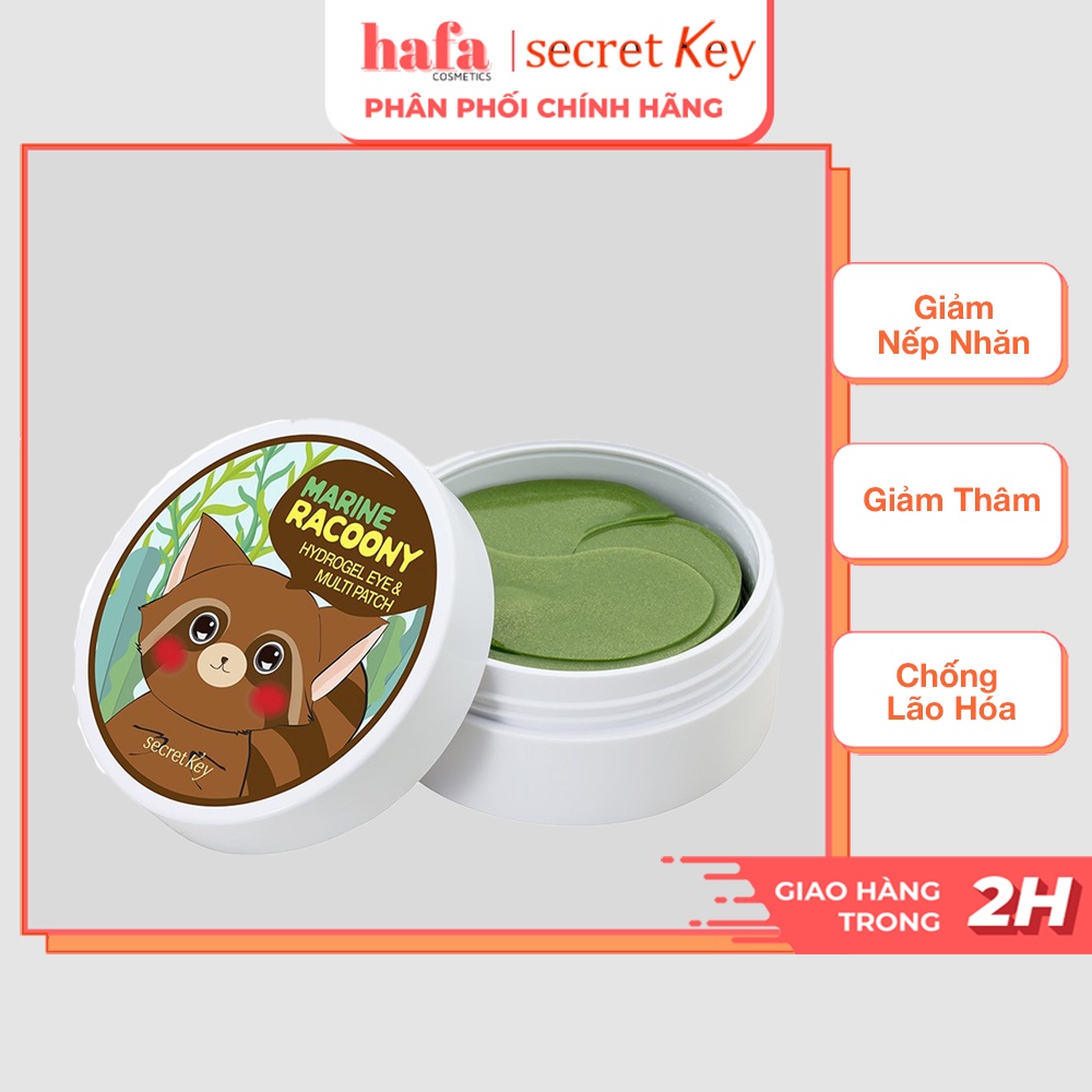 Mặt Nạ Dưỡng Mắt Làm Sáng và Giảm Thâm Vùng Mắt Secret Key Marine Racoony Hydrogel Eye &amp; Multi Patch