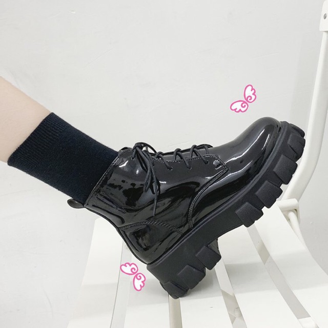 Giày boot cổ cao dây thắt đế độn ulzzang cá tính (inbox check size trước khi đặt ạh)