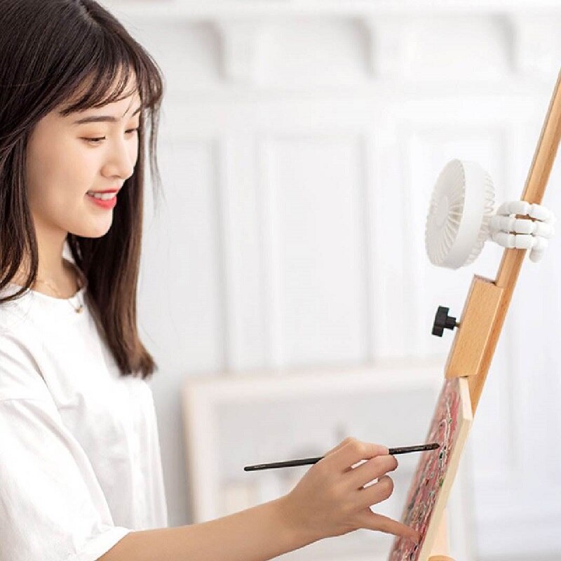 Quạt mini cầm tay chân dạng bạch tuộc sạc usb không gây tiếng ồn có kẹp gắn xe đẩy em bé