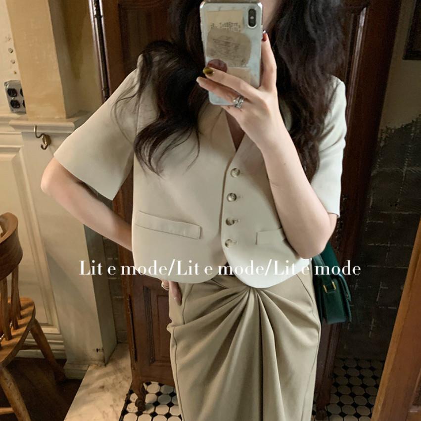 Áo Khoác Cổ Chữ v Tay Ngắn Thời Trang Mùa Hè Phong Cách Mới Dành Cho Nữ | BigBuy360 - bigbuy360.vn