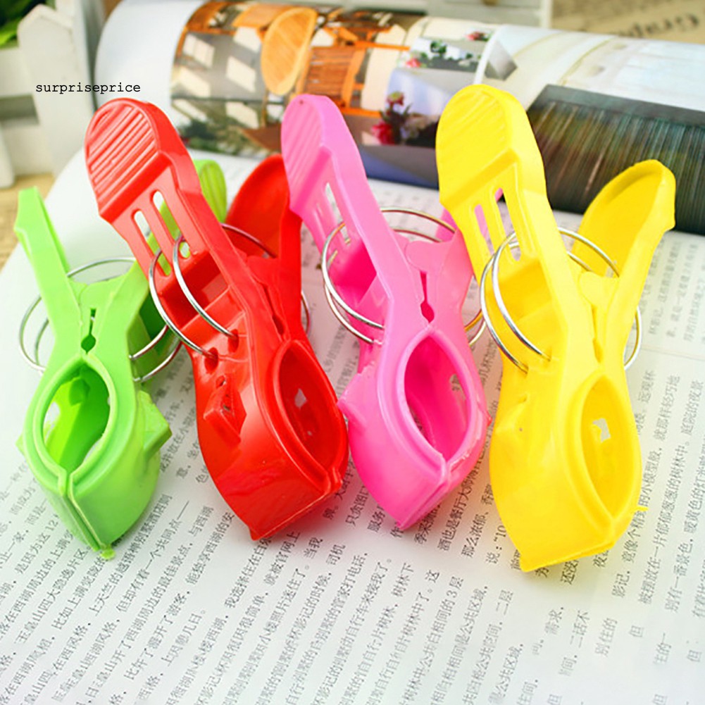 Set 4 kẹp nhựa cỡ lớn màu sáng treo quần áo tiện lợi