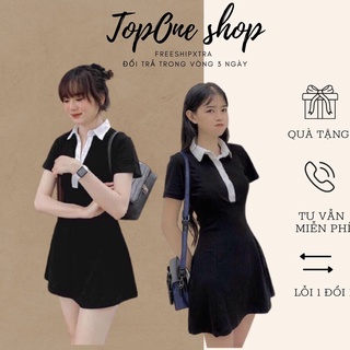 Váy polo cổ bẻ vây body cổ trắng siêu xinh