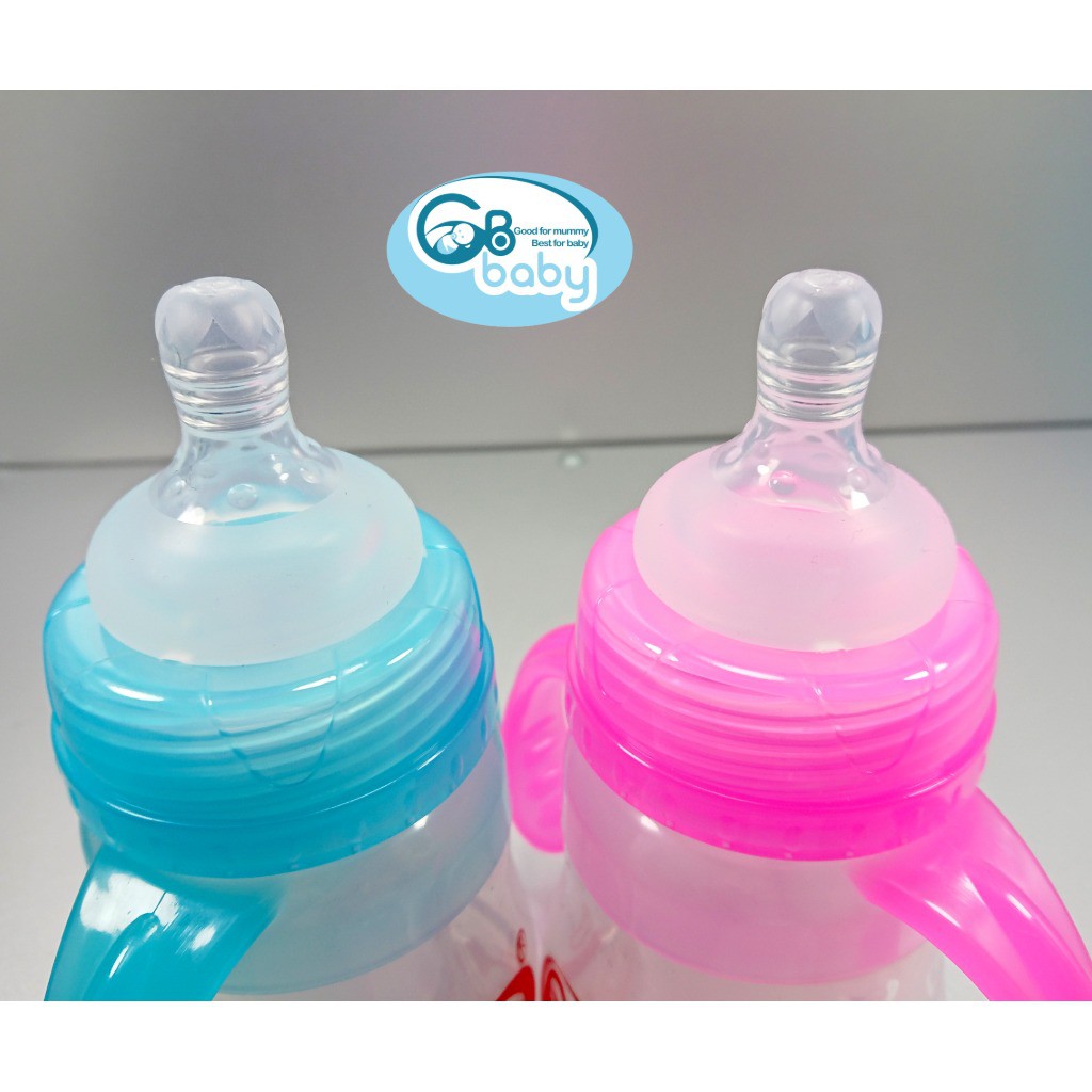 Bình sữa silicon 2 chức năng GB baby cổ rộng có tay cầm 150ml và250ml