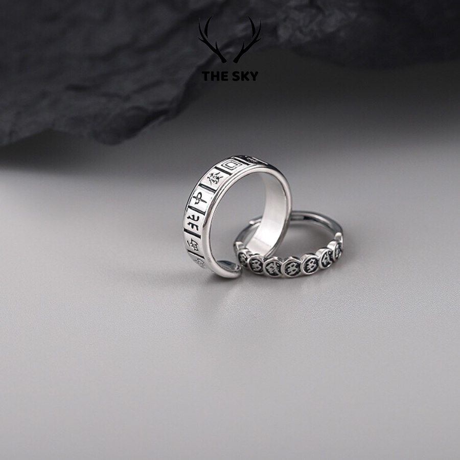 Nhẫn bạc Unisex N1013 mẫu khắc chữ Hán bản bé thiết kế thời trang trẻ trung cá tính