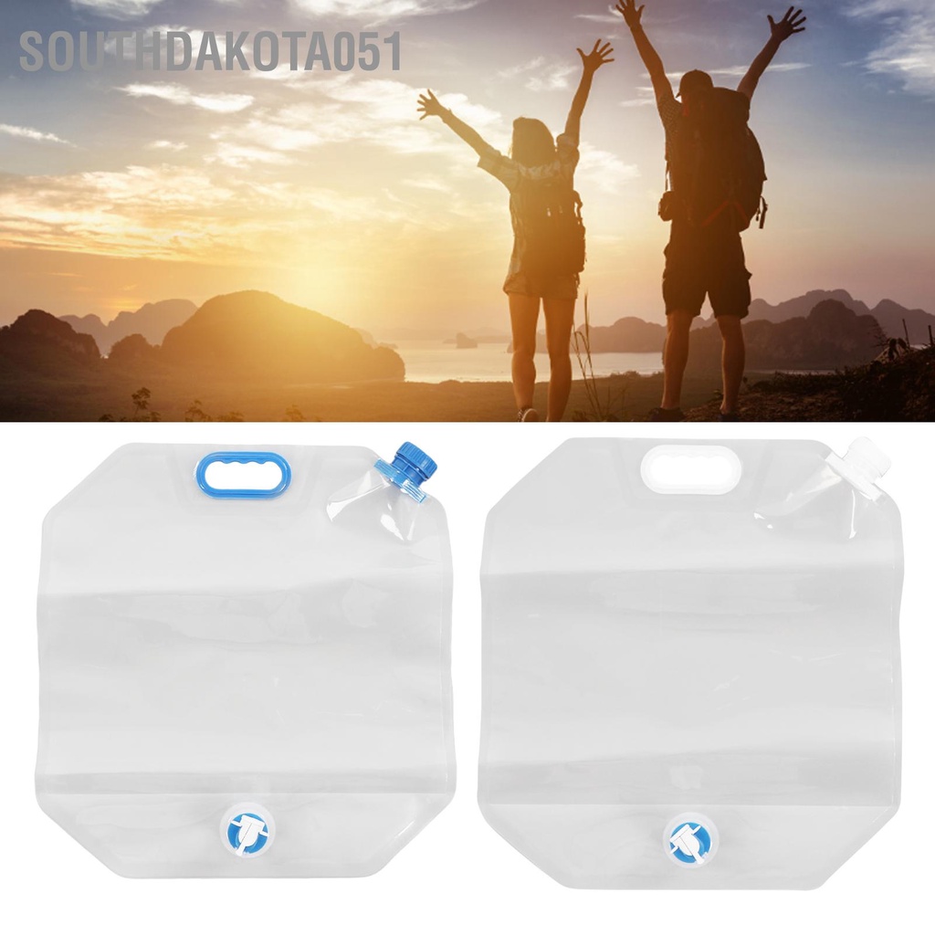 Southdakota051 Hộp đựng nước có thể gập lại 15L Thực phẩm Cấp PVC xách tay Xử lý Túi cắm trại để đi