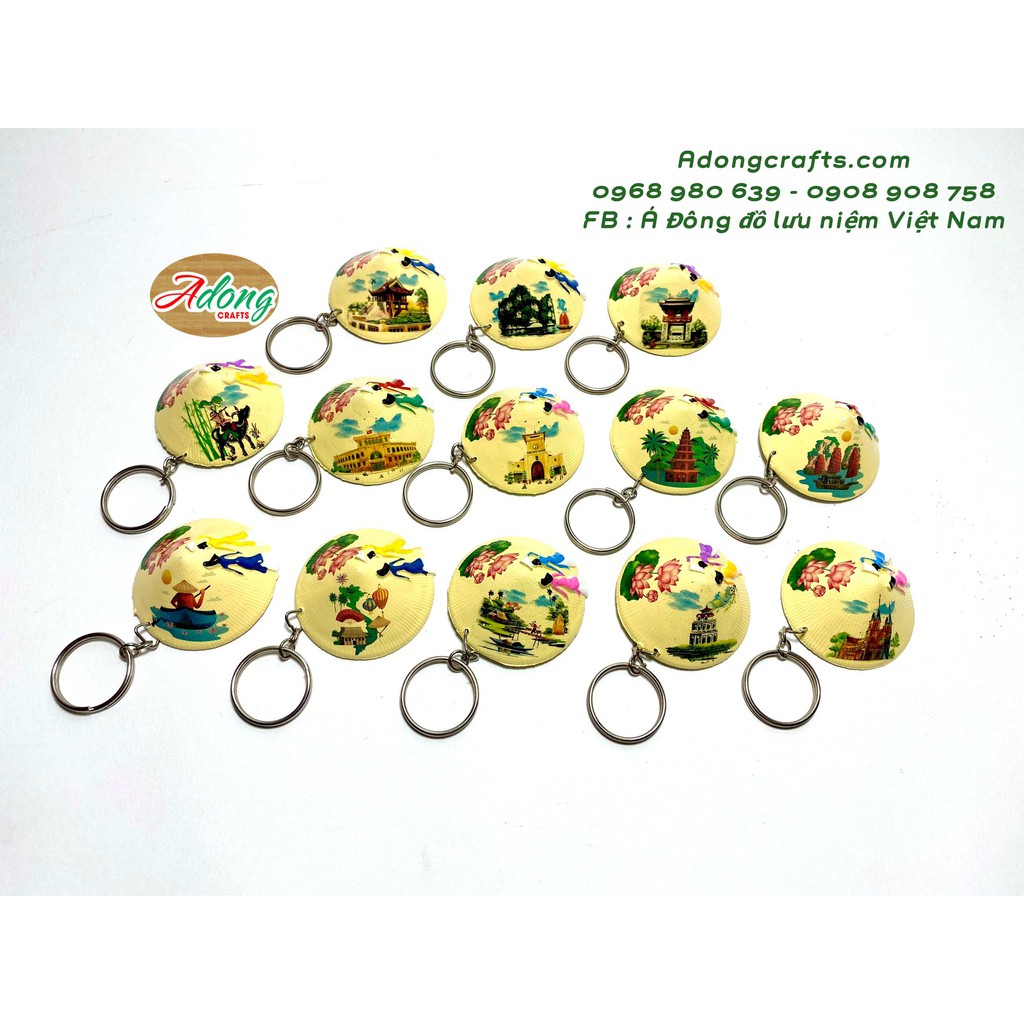 1 Móc khóa chiếc nón lá vàng hình các địa danh VN