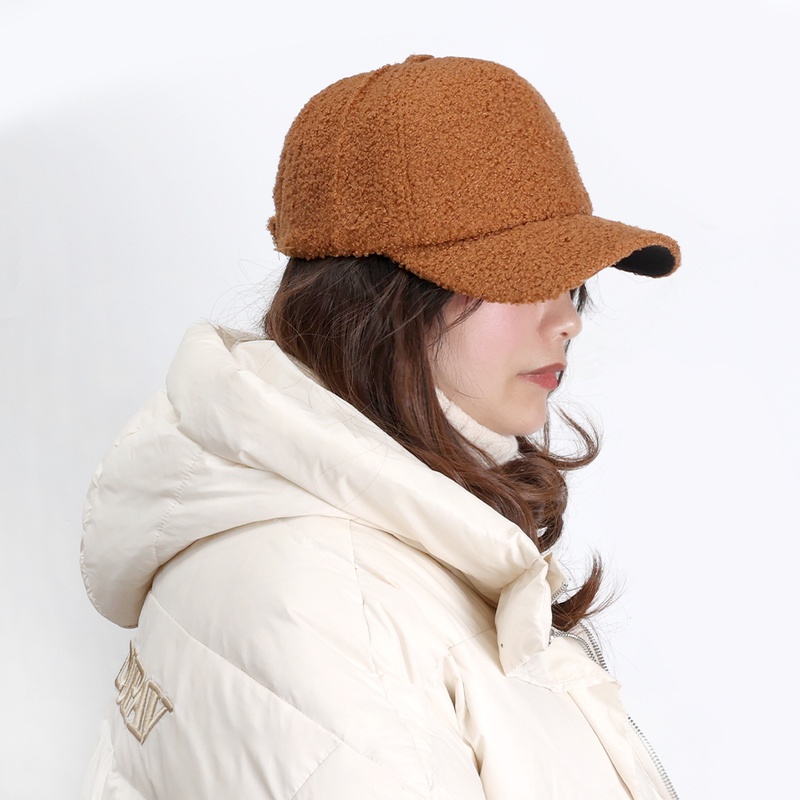 Mũ lưỡi trai lông cừu nhân tạo dày dặn giữ ấm mùa đông dành cho nữ
