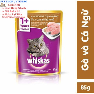 null PATE XỐT CHO MÈO LỚN WHISKAS TUNA VỊ GÀ VÀ CÁ NGỪ 85G Xuất xứ Thái Lan - Pet shop Uytinpro