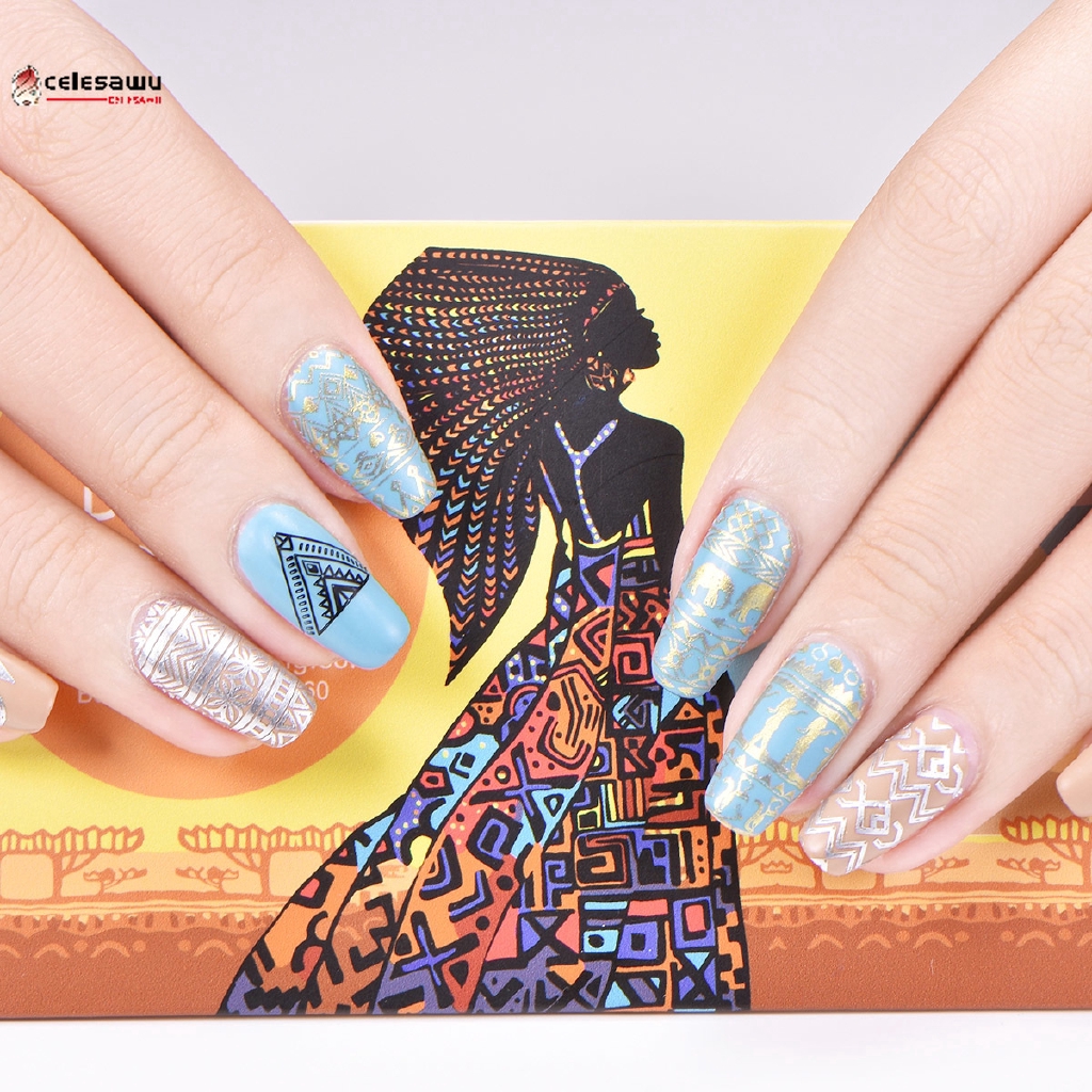 [Hàng mới về] Khuôn in họa tiết trang trí móng tay nghệ thuật hoa văn Ai Cập độc đáo