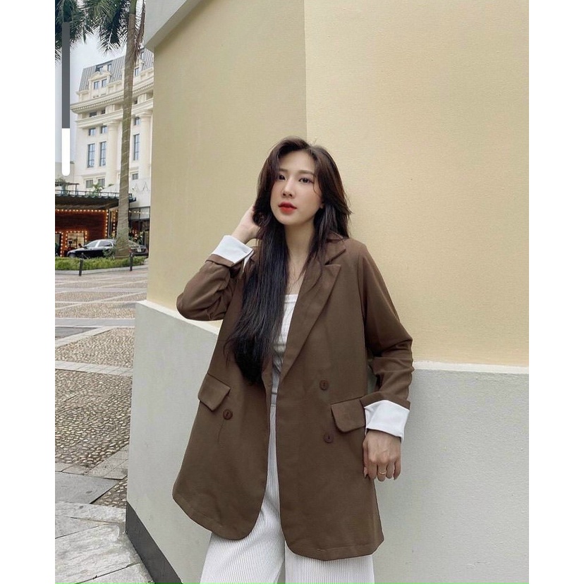 Áo blazer vest nữ cổ vest tay dài phối viền trắng mang đi chơi đi học siêu cá tínhI Trần Hân Shop  2005859
