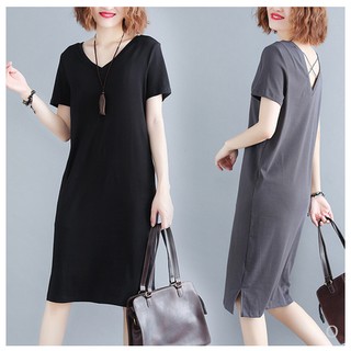 Váy đầm cotton cổ tim bigsize phong cách Hàn Quốc