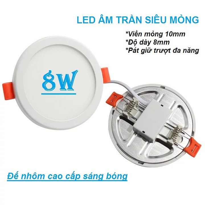 Đèn âm trần viền siêu mỏng 10mm - LED cao cấp siêu sáng - khoét lỗ đa năng dễ dàng thay thế các loại cũ