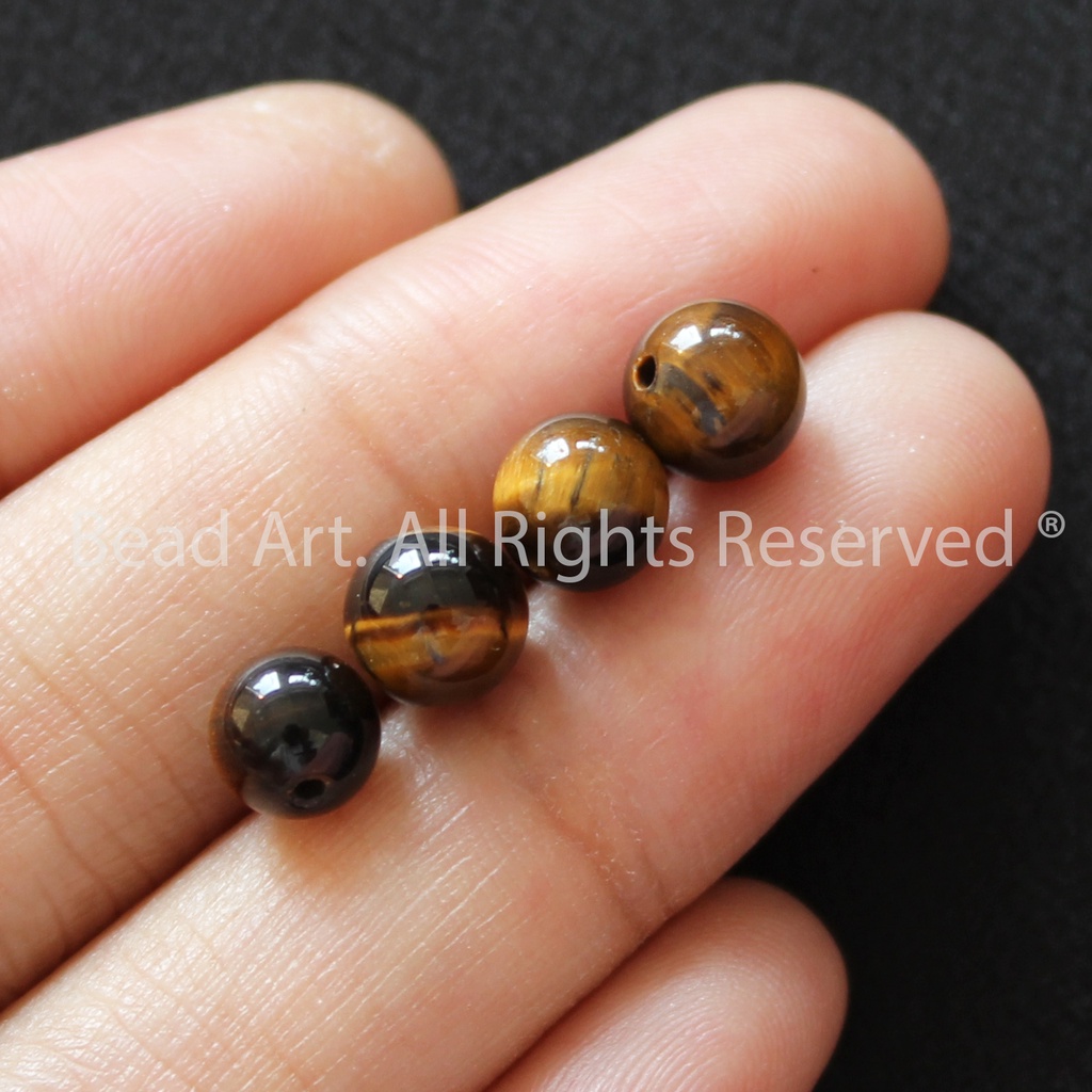 6MM Chatoyant Màu Vàng Nâu Loại B, Hợp Mệnh Thổ, Kim, Phối Vòng Tay Phong Thuỷ, Chuỗi Hạt S50 - Bead Art